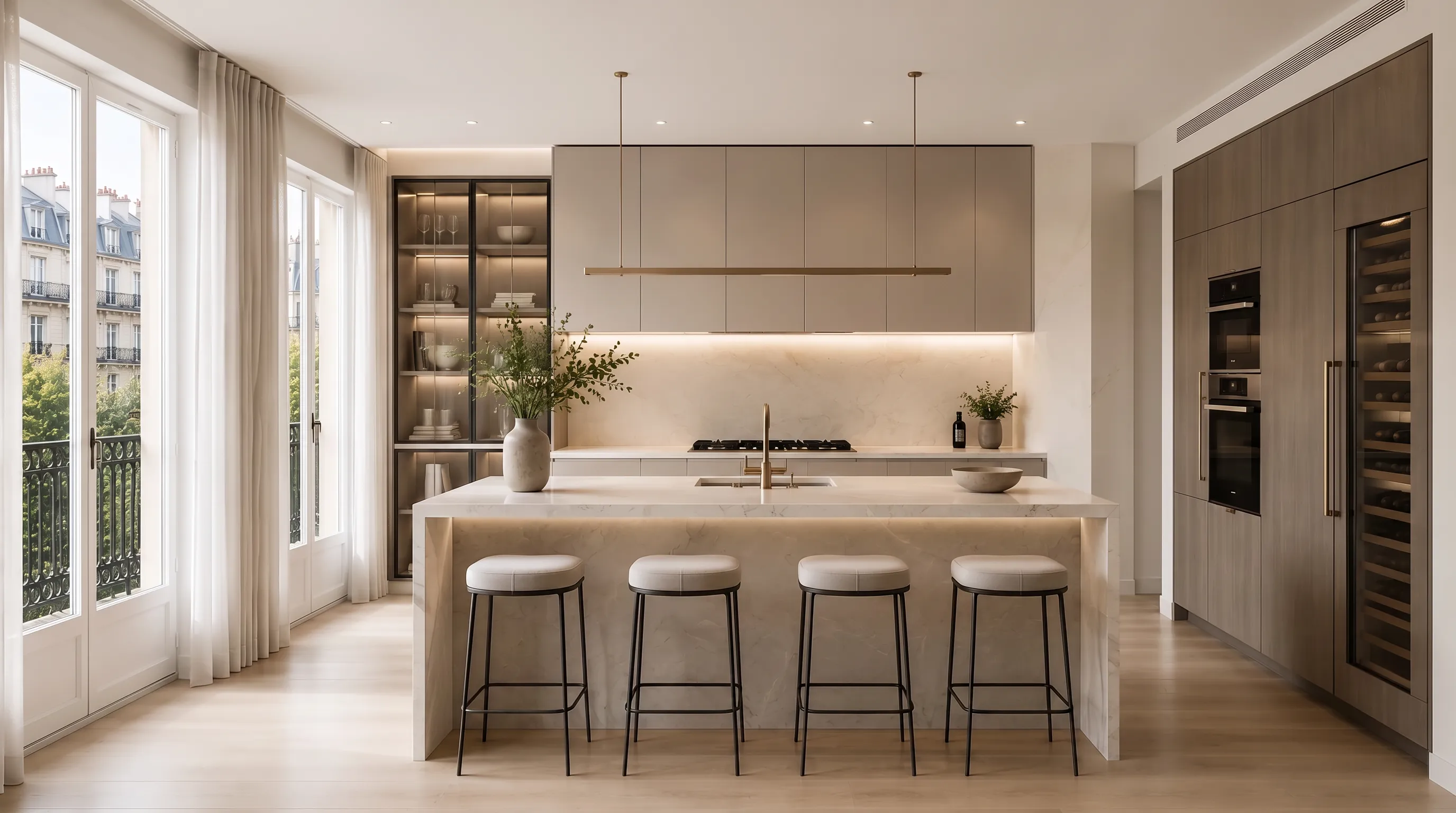 Atelier 22 — Cocina con isla y balcón
